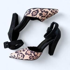 Leopard print ankle strap heels Size 8 NEW